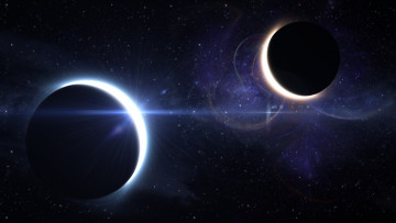 Картинка космос арт пространство eclipse звезды планеты затмение