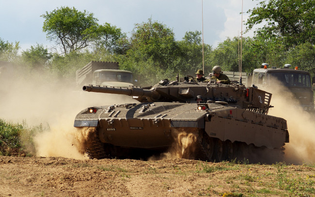 Обои картинки фото техника, военная, танк, машины, пыль