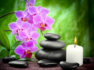Картинка разное свечи орхидеи камни