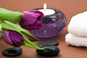 Картинка разное свечи тюльпаны свеча камни полотенце