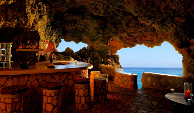 Обои картинки фото negril jamaica, интерьер, кафе,  рестораны,  отели, грот, бар, Ямайка, море