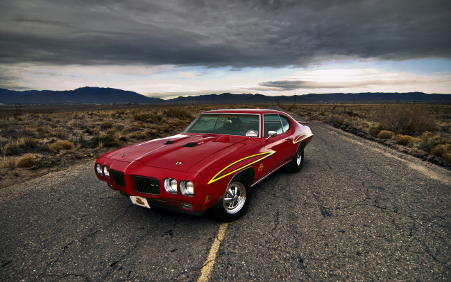 Обои картинки фото автомобили, pontiac, muscle, car, gto, дорога, понтиак, красный