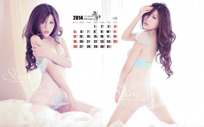 Обои картинки фото календари, девушки, азиатки