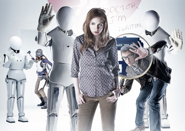 Обои картинки фото doctor who, кино фильмы, андроиды, роботы, arthur, darvill, karen, gillan, amy, pond, doctor, who, доктор, кто