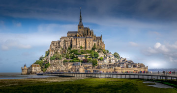 Картинка mont+saint+michel города крепость+мон-сен-мишель+ франция простор
