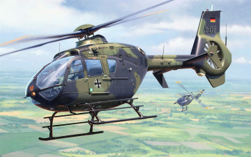 Картинка eurocopter+ec135 авиация 3д рисованые v-graphic ввс германии airbus вертолеты люфтваффе военный вертолет немецкий