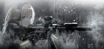 Картинка аниме оружие +техника +технологии девушка винтовка
