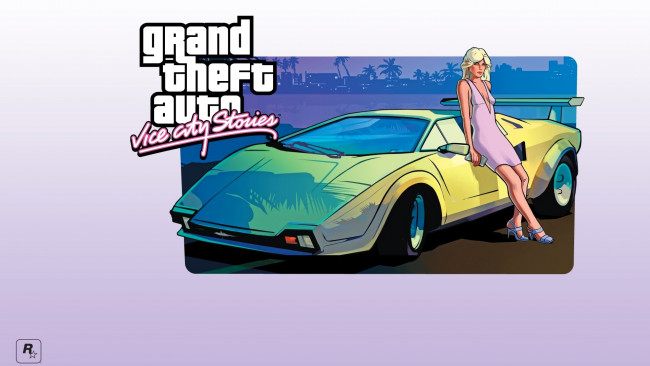 Обои картинки фото видео игры, grand theft auto,  vice city, девушка, машина