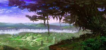 Картинка видео игры warrior epic остров руины лианы дерево город водопады пейзаж