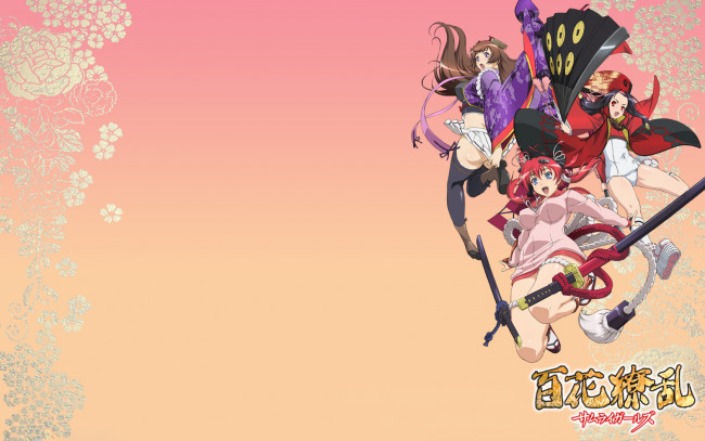 Обои картинки фото samurai, girls, аниме, сэн, токугава, юкимура, санада, дзюбэй, Ягю