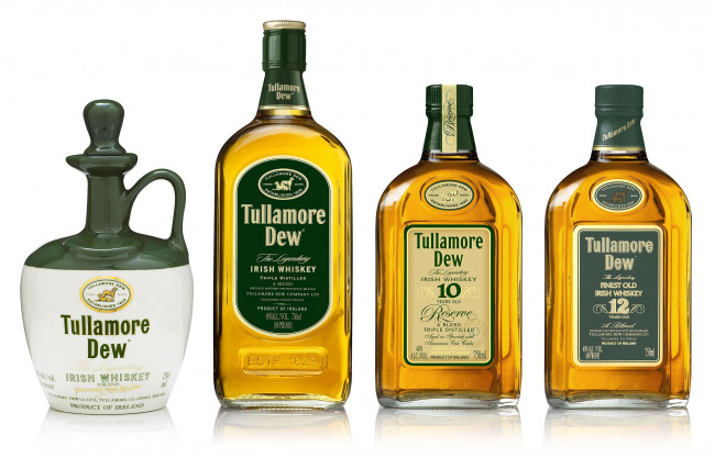 Обои картинки фото бренды, tullamoredew, четыре, бутылки