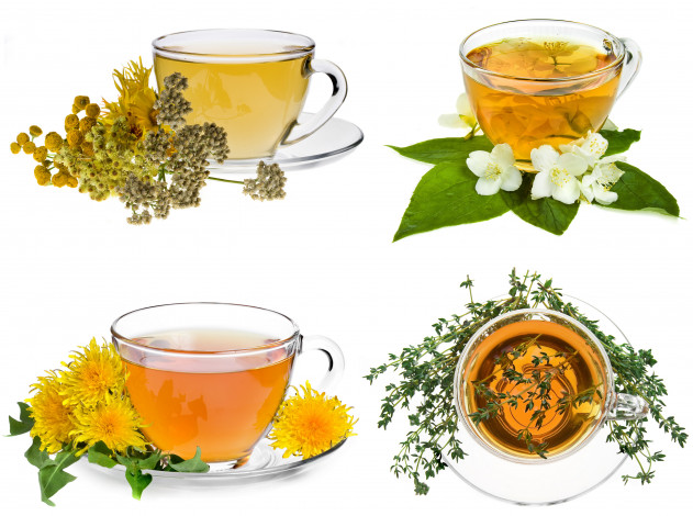 Обои картинки фото еда, напитки, Чай, чашки, травы, чай
