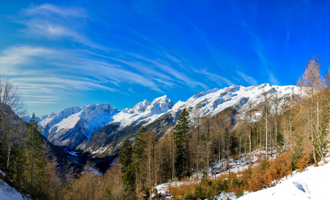Обои картинки фото словения, trenta, природа, горы, снег