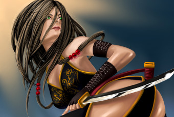Картинка фэнтези девушки меч воин девушка взгляд