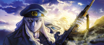 Картинка аниме black+lagoon солдат balalaika девушка hiroe rei герб шапка форма оружие автомат небо облака
