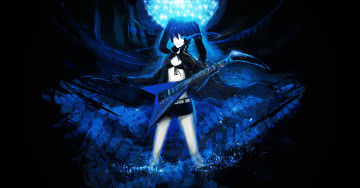 Картинка аниме black+rock+shooter брюнетка девушка arsenixc kuroi mato black rock shooter гитара улыбка