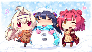 Картинка аниме зима +новый+год +рождество девочки retoma kuro riru whale tenkawa mitsuki narumi marine kujiragami no tearstilla