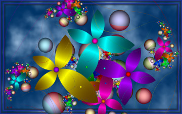 Картинка 3д+графика цветы+ flowers цвета узор фон