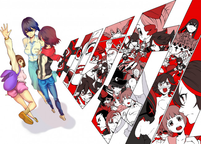 Обои картинки фото аниме, kill la kill, девушки, yamataka, morito, коллаж