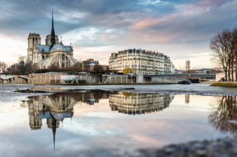 Картинка notre+dame города париж+ франция собор река