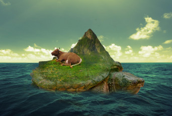 Картинка юмор+и+приколы остров черепаха море корова
