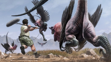 Картинка фэнтези существа репортёр птицы нападение