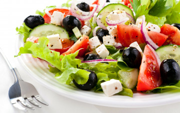 Картинка еда салаты +закуски сыр маслины помидоры лук салат огурцы
