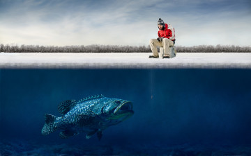 Картинка юмор+и+приколы рыба лед зима рыбалка рыбак