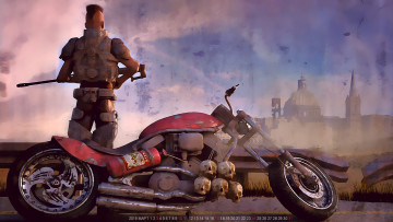 Картинка календари фэнтези мужчина солдат мотоцикл