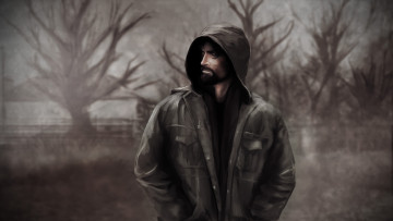 Картинка рисованное кино капюшон борода куртак фон мужчина
