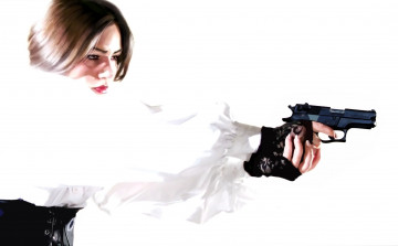Картинка рисованное люди девушка фон пистолет