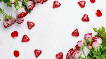 Картинка праздничные день+святого+валентина +сердечки +любовь сердечки конфеты лепестки розы