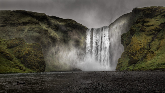 Обои картинки фото природа, водопады, исландия, водопад, скоугафосс