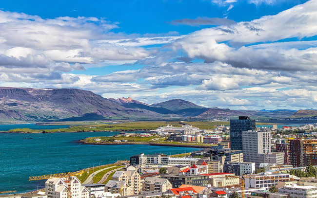 Обои картинки фото города, рейкьявик , исландия, панорама