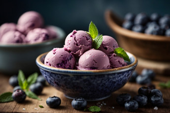 Картинка еда мороженое +десерты мята ягоды черника
