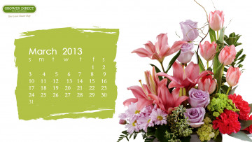 обоя календари, цветы, букет