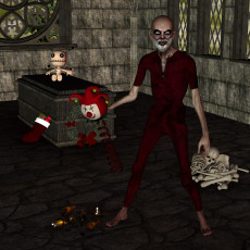 Картинка 3д+графика horror+ ужас скелет кукла