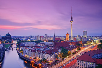Картинка города берлин+ германия берлин ночь огни дома
