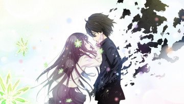 Картинка hyouka аниме пара любовь парень девушка цветы хёка