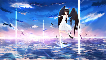Картинка аниме -angels+&+demons девушка крылья ангел перья птицы