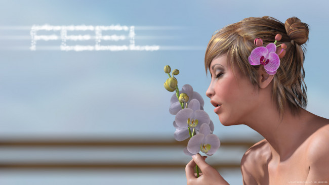 Обои картинки фото 3д графика, people , люди, девушка, цветы