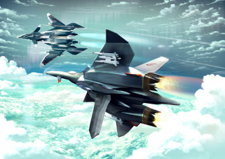 Картинка аниме оружие +техника +технологии самолеты полет