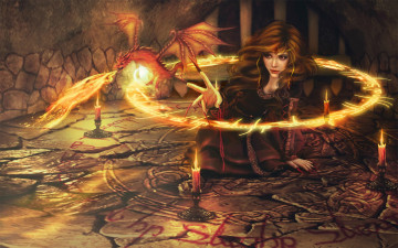 Картинка фэнтези магия колдовство магический круг дракон ритуал