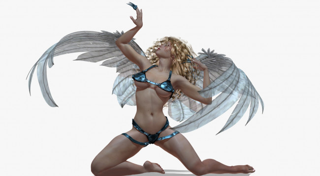 Обои картинки фото 3д графика, ангел , angel, девушка, крылья