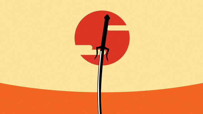 Обои картинки фото аниме, samurai champloo, оружие, солнце, меч