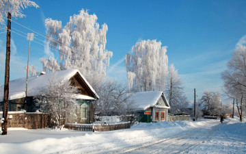 Картинка города -+здания +дома снег деревья