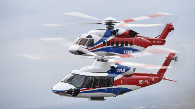 Обои картинки фото авиация, вертолёты, вертушка, tas, sikorsky, s76d, s92, thailand air services