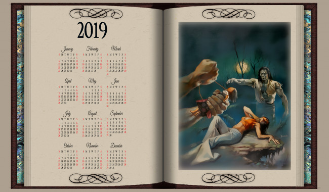 Обои картинки фото календари, фэнтези, колдовство, кукла, вуду, девушка, книга