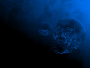 Картинка 3д графика horror ужас череп синий