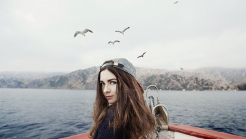 Картинка девушки -unsort+ лица +портреты взгляд лодка девушка чайки море